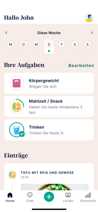 Aufgabenbereich Oviva App