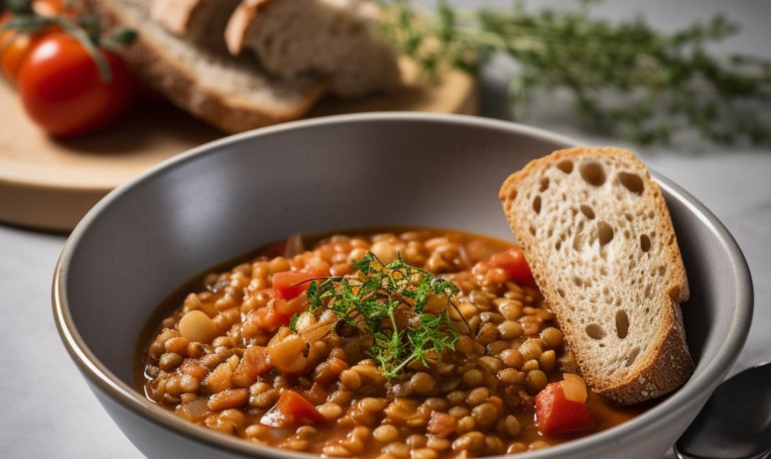 Linsen-Tomaten-Eintopf mit Vollkornbrot | Oviva Deutschland