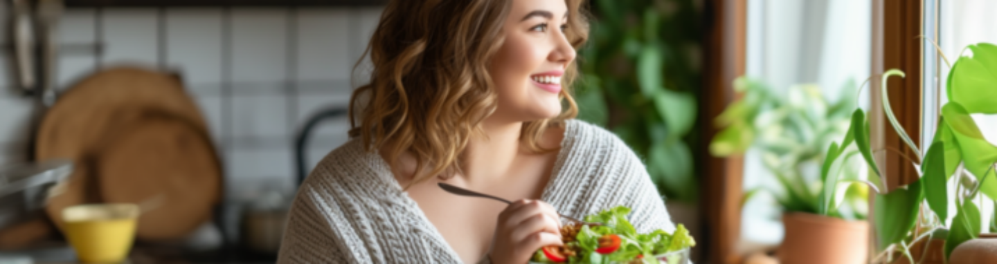 Woman eating a salad