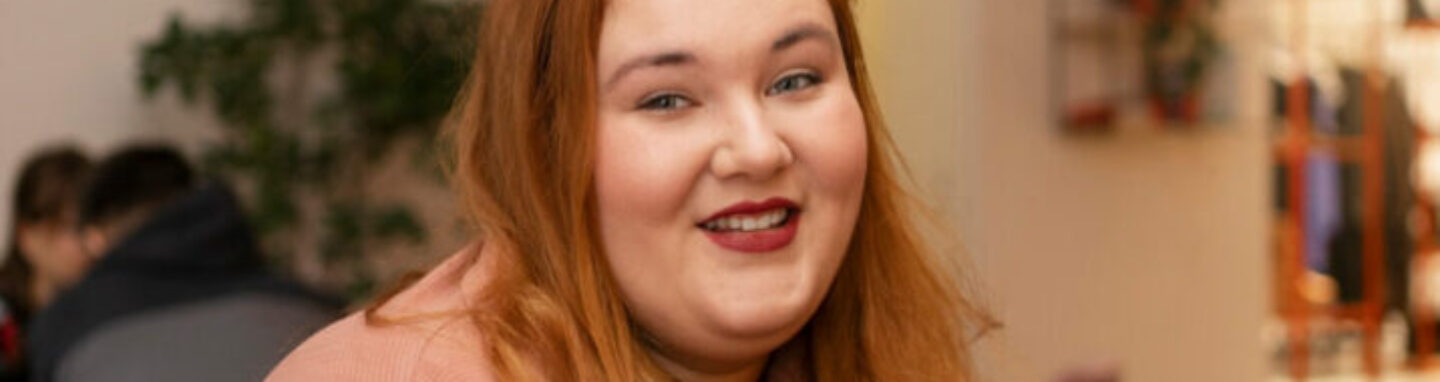 Woman with overweight smiling