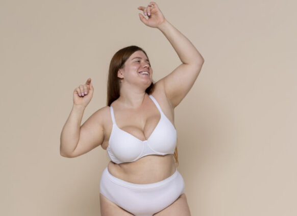 Happy woman with overweight